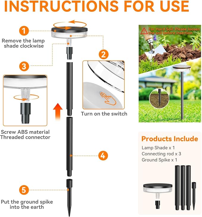 LETMY Solar Pathway Lights Outdoor, 4 Pack 2X Brighter Solar Lights Outdoor Waterproof, Taller Pathway Light with Larger Panel, Auto On/Off Up to 12Hrs Driveway Light for Yard Outside Patio Path Lawn
