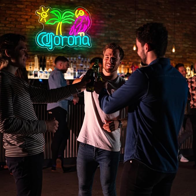 Parrot Palm Tree Neon Sign for Wall Decor Beer Neon Light for Man Cave Bar LED Light Up Sign for Home Bar Club Restaurant Summer Beach Party Birthday Gift Christmas Art Size 11.6 * 14.2In(ZYLD282)