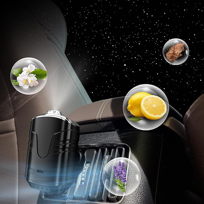 Star Lights for Car, Star Projector with Air Freshener, Ceiling Ambient Light with 6 Scents, Auto On/Off, Vent Clip Accent Light with Diffuser