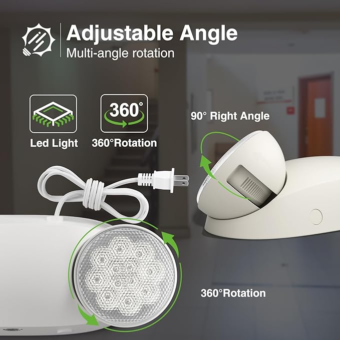 FREELICHT 12 Pack Emergency Lights with Battery Backup, AC 120V, Two Head Adjustable, LED Emergency Lighting Fixture for Business Commercial Use with 4FT Plug in Cord, UL Listed