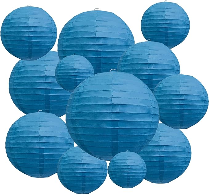 20Pcs Royal Blue Paper Lanterns for Parties, 6” 8” 10” 12” Chinese Asian Hanging Round Paper Lanterns for Birthday Wedding Halloween Christmas Home Decor Party Decor
