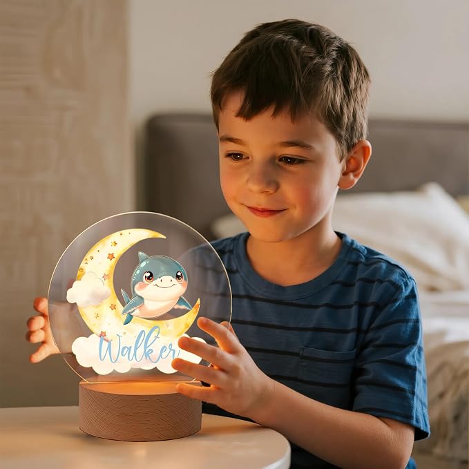 Personalized Cute Animals Acrylic Night Light, Custom Name LED Light for Nursery 48 Patterns Option Gift for Kids