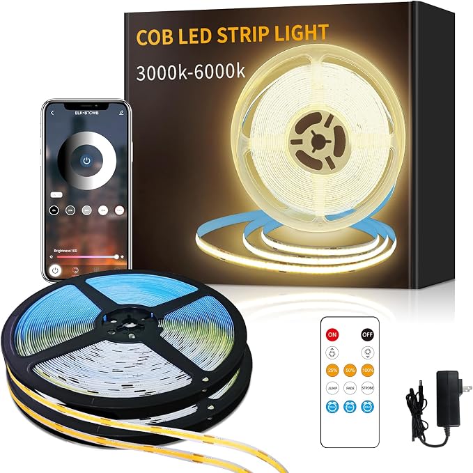 COB LED Strip Lights 100ft,3000K DC 24V Dimmable Warm White | Flexible LED Lights Strip for Bedroom,with Remote&app Control LED Rope Lights for Living Room,Shelf,Cabine(2 Rolls of 50ft)