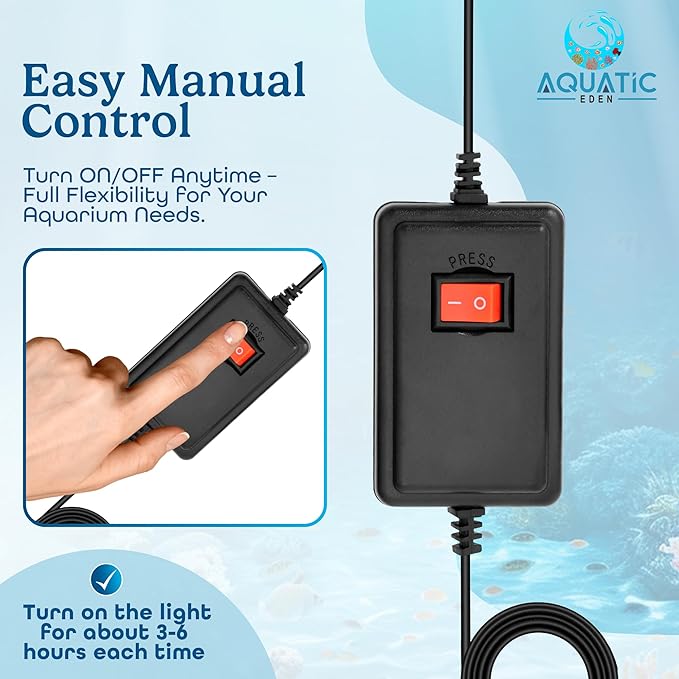 3W Aquarium UV Light for Fish Tank – Submersible UV-C Light for Aquarium Filter, Sump & Small Pond | 9.8 ft (3m) Power Cord | Water Clarity Support (Without Timer)