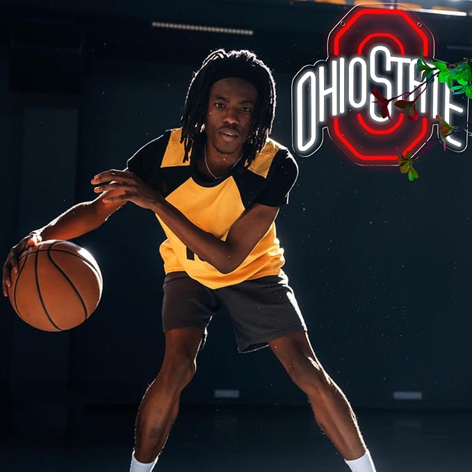 Ohio Football Neon Signs for Wall Decor，University Led Light Up Sign Suitable for Man Cave Dormitory Office Bar Pub Wall Art Gifts for Teen Boys Girls