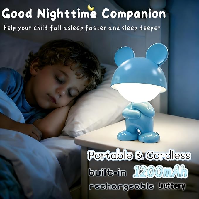Night Lights for Kids,Rechargeable TableLight,Touch Bedside Lamps,Cordless Dimmable Warm White Light,Baby Nursery,Breastfeeding,Sleep Aid,Bluey Mouse Gifts for Newborns Toddlers Boys Girls
