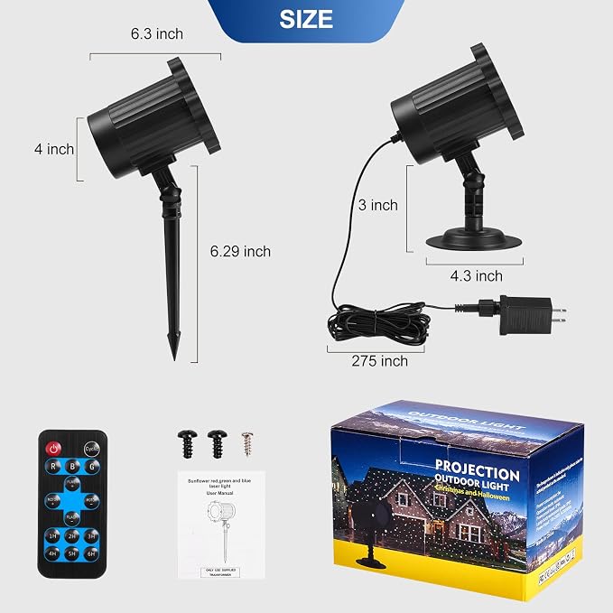 Outdoor RGB Laser Projector Lights 3 Color Starry Sky Firefly Effect | IP65 Moving Projection Light with Remote for Christmas Halloween Parties, Garden, Yard, New Year – Holiday Landscape Decor