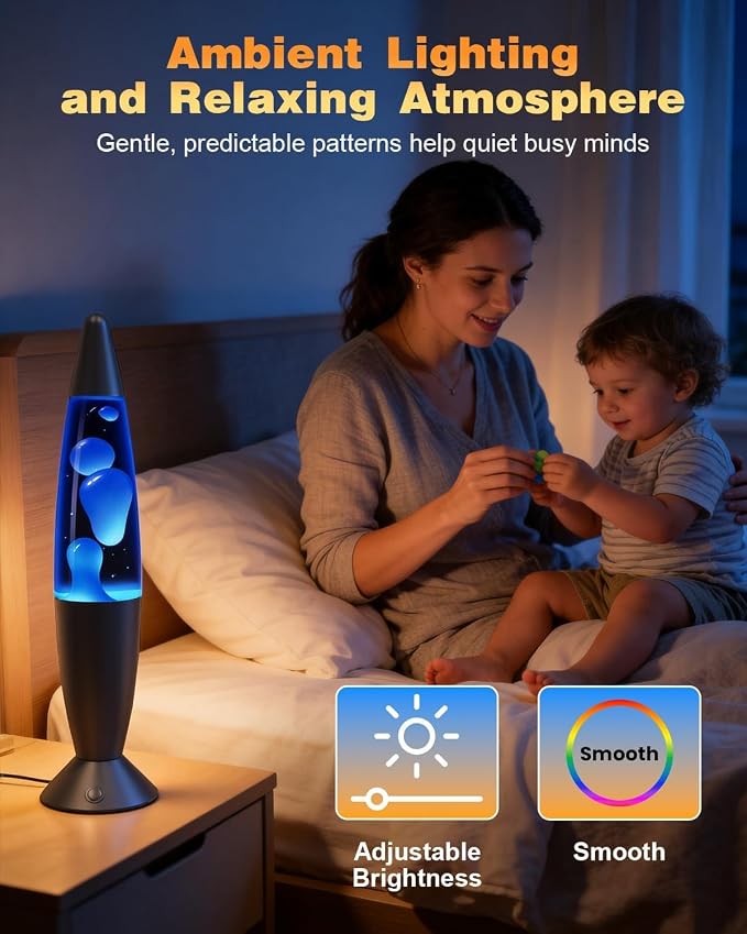13.5 Inch Liquid Motion Lamps LED, 17 Colors Changing Night Light Table Lamp with Remote Giant Relax Mood Classic Cool Nightlight for Adults Boy Girl Room Home Bedroom Decor, Black