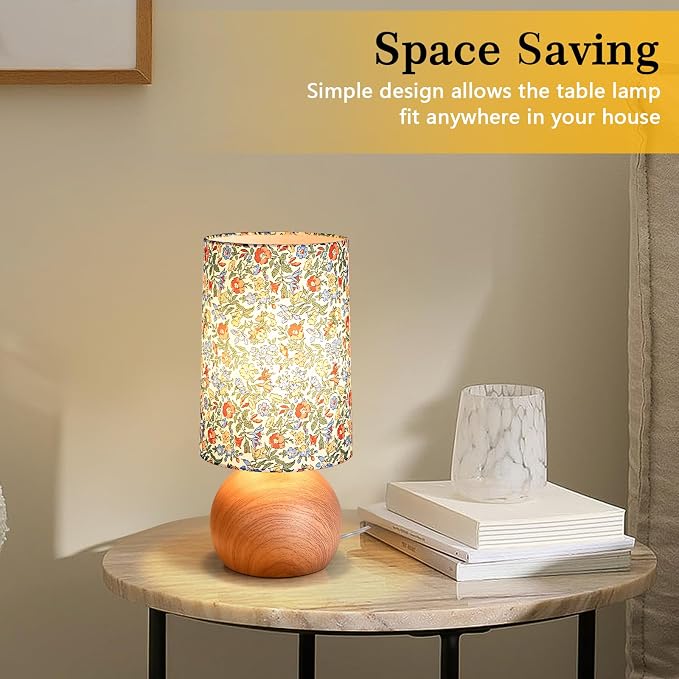 Ziqqeelam Flowers Cute Small Table Lamp, Boho Floral Table Lamps for Bedroom, Bedside Small Table Lamp for Small Space, Farmhouse Mini Table Lamp with Flowers Shape for Bedroom, Living Room, Nursery