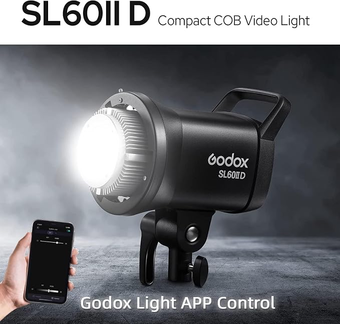 Godox SL60IID 70W LED Video Light, 18600Lux@1M 5600K LED Continuous Light, CRI96+ Bluetooth&Remote Control 8 Fx Effects, Compact Studio Light for Video&Photography