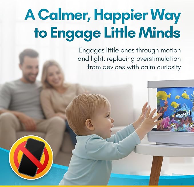 Linda's Essentials Fake Fish Tank Frutiger Aero Fish Lamp - Fake Aquarium Decorative Lamp, Artificial Fish Tank with Moving Fishes, Artificial Baby Aquarium Toy Night Light, Plug in Moving Lamp