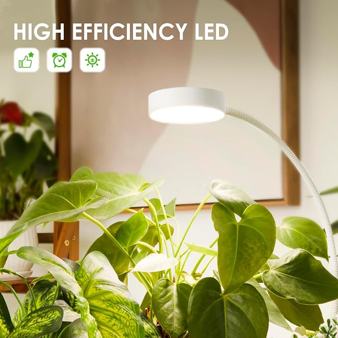 LORDEM Small Pot Clip Grow Light, Full Spectrum LED Plant Grow Lamp for Indoor Growing, Auto On/Off Timer 4/8/12H, Plant Light with 4 Dimmable Brightness Levels, Ideal for Small Indoor Plants, 3 Pack