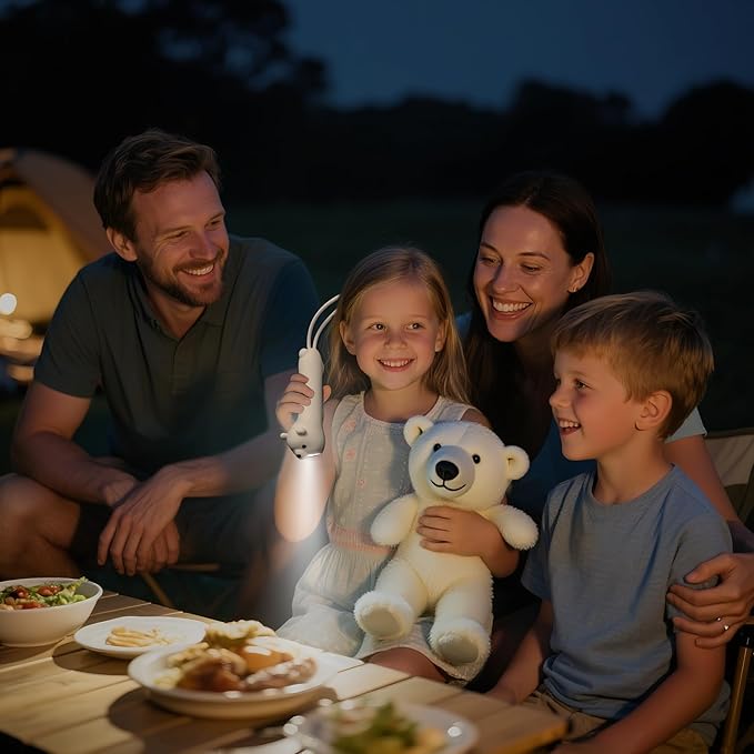 Silicone Polar Bear Flashlight, Dimmable Rechargeable Hanging Night Light for Camping, Night Walks and Home Use, Animal Themed Themed Portable Torch