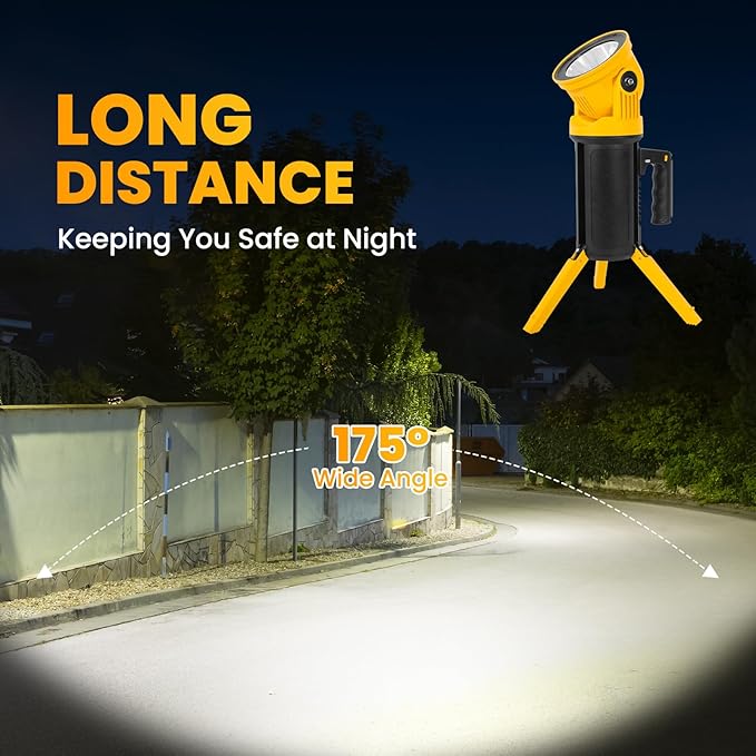 LETOUR Rechargeable Led Spotlight Flashlight with 90° Rotate Head Super Bright Spot Lights Outdoor Handheld, IPX6 Waterproof Flashlight for Emergencies