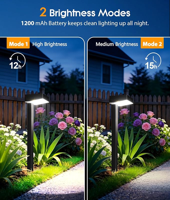 Solar Pathway Lights Outdoor, 12 Pack Garden Lights Solar Powered Path Light with Larger LED Lens, 2 Light Modes Waterproof Outdoor Solar Light for Yard Driveway Walkway Landscape, Cool White