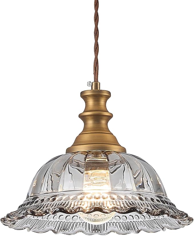 HDDFL Glass Pendant Lights Modern Pendant Lighting Fixtures Hanging Lamp for Kitchen Island Bedroom Dining Room Coffee Shop Hallway Grey and Brass