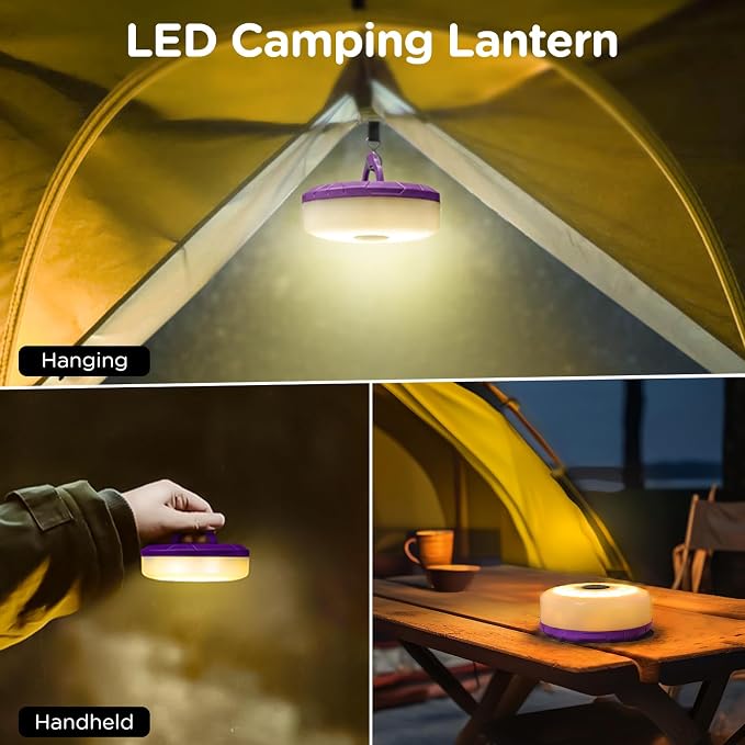 Camping String Lights 4 in 1, 32.8FT Quick Storage 8 Modes Protable | Rechargeable Fairy Tent Lights String , Hanging Waterproof LED Lamp for Outdoor Indoor Patio Awning Decor Camping Essentials