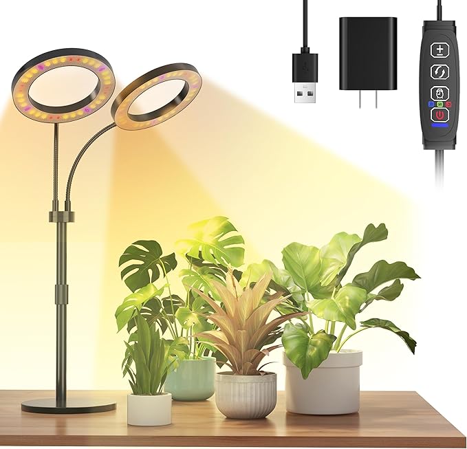 Grow Lights for Indoor Plants Full Spectrum, LED Plant Light with Metal Base, Plant Growing Lamps with Timer 3/9/12H, 3 Color Modes, 6 Brightness Levels, 23-30'' Adjustable Height