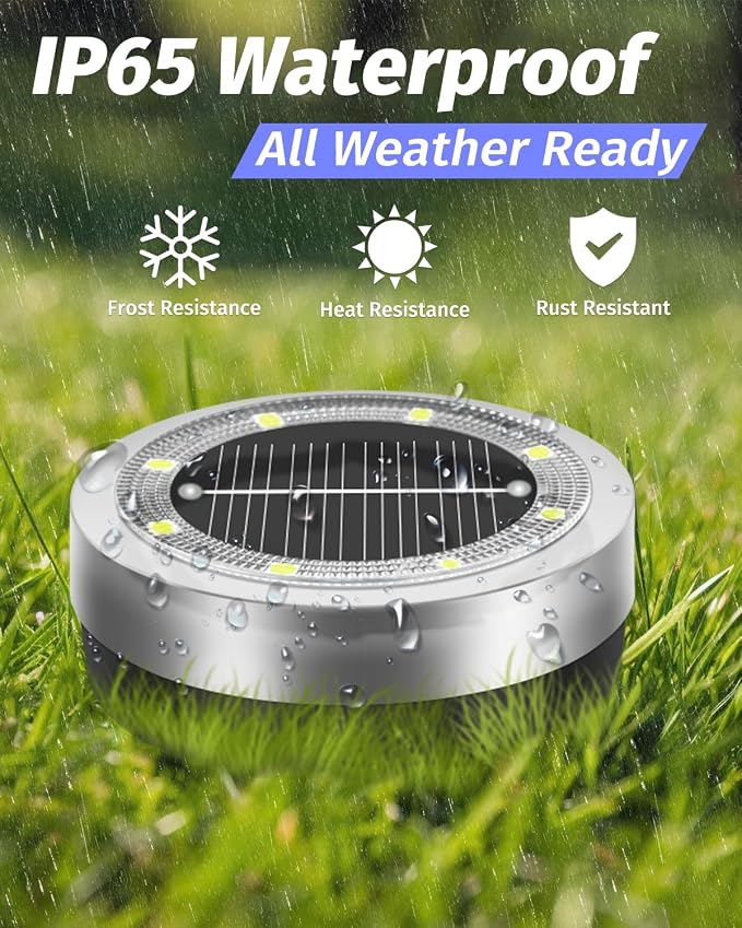 SenLuKit 2.1 inch Mini Solar Ground Lights 16 Pack Outdoor IP65 Waterproof Solar Flat Garden Light Solor Powered Disc Pathway Lights for Outside Walkway Yard Landscape Patio Lawn Driveway-Cool White