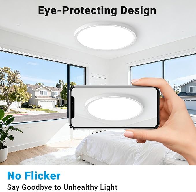 2 Pack LED Flush Mount Ceiling Light,15Inch 30W,3000K/3500K/4000K/5000K/6500K 5 Color Temperatures Ceiling Light Fixture for Kitchen Porch Hallway Bedroom Bathroom and Closet,White