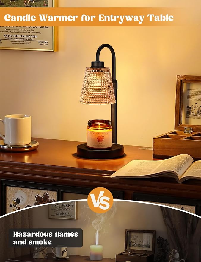 Innqoo Amber Candle Warmer Lamp with Timer, Dimmable Candle Warmer for Jar Candles, Height Adjustable Wax Melts Warmer, Birthday Gifts for Women Mom, House Warming Gifts New Home Decor