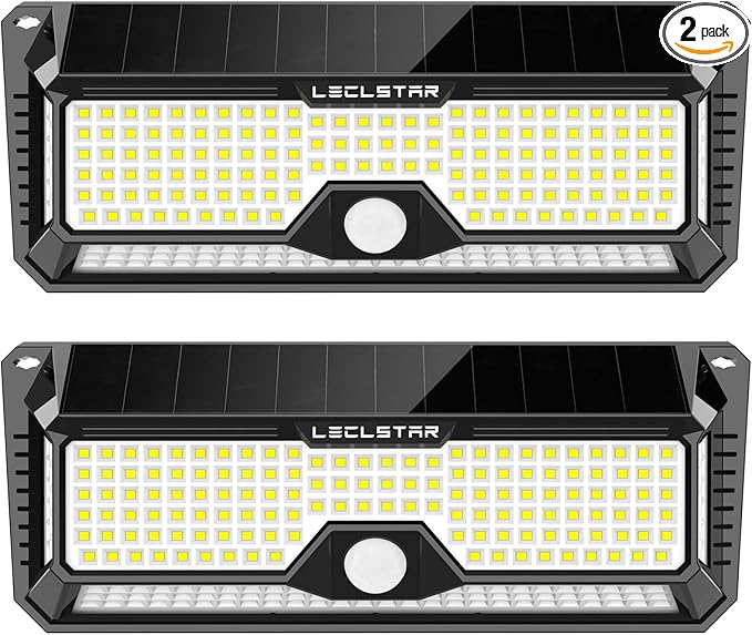 Solar Outdoor Lights - 4000Lm 268 LED Motion Sensor Lights Outdoor, IP65 Waterproof Led Security Lights Bright Solar Wireless Flood Wall Lights with 3 Optional Modes and 4 Wide Angle (2 Pack)