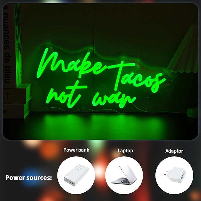 Tacos Neon Sign for Wall Decor Led Neon Signs Light Up Sign Room Decor Neon Lights Sign USB Powered