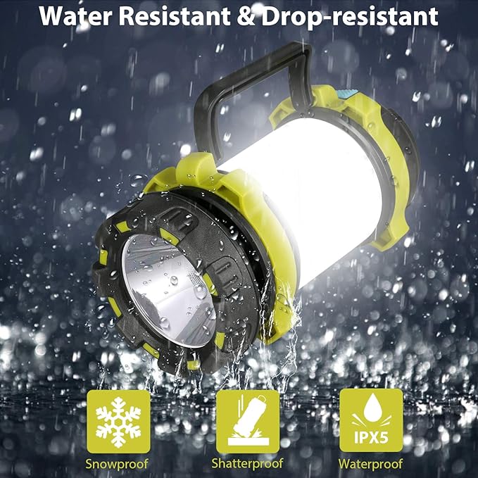 2 Pack Camping Lantern, Outdoor LED Camping Light, Rechargeable Flashlights with 1000LM, 6 Modes, IPX5 Waterproof Portable Emergency Camp Light for Hurricane Survival - Green
