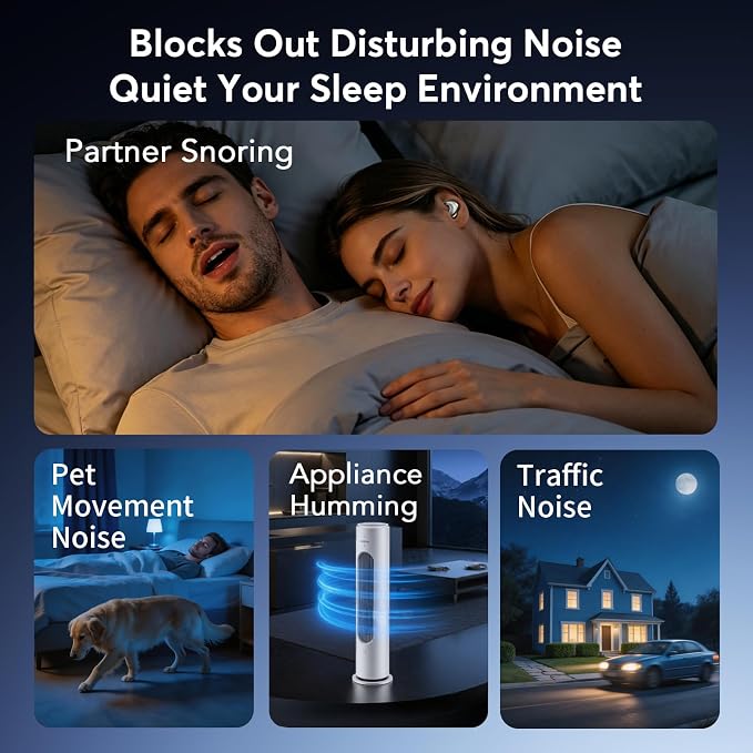 Invisible Sleep Earbuds for Side Sleepers, 3g Zero Pressure Flat Bluetooth Sleeping Headphones, Tiny Hidden Earphones, No Indicator Lights, White Noise Earbuds for All Night Sleep