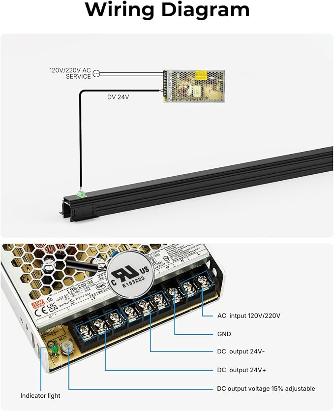 SCON 24V DC 200W LED Power Driver for Track Lighting System, Non-dimmable Supply Transformer Converter Adaptor for LED Lights (Driver A for XTB106-24ND/XTB106-24SD)
