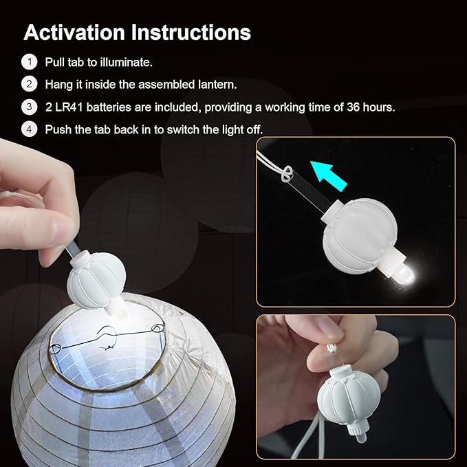 24 Pack Mini LED Lantern Lights - Battery Operated Small Lights for Paper Lanterns, Perfect for Party, Birthday, Wedding, Halloween, Christmas Decorations (White)