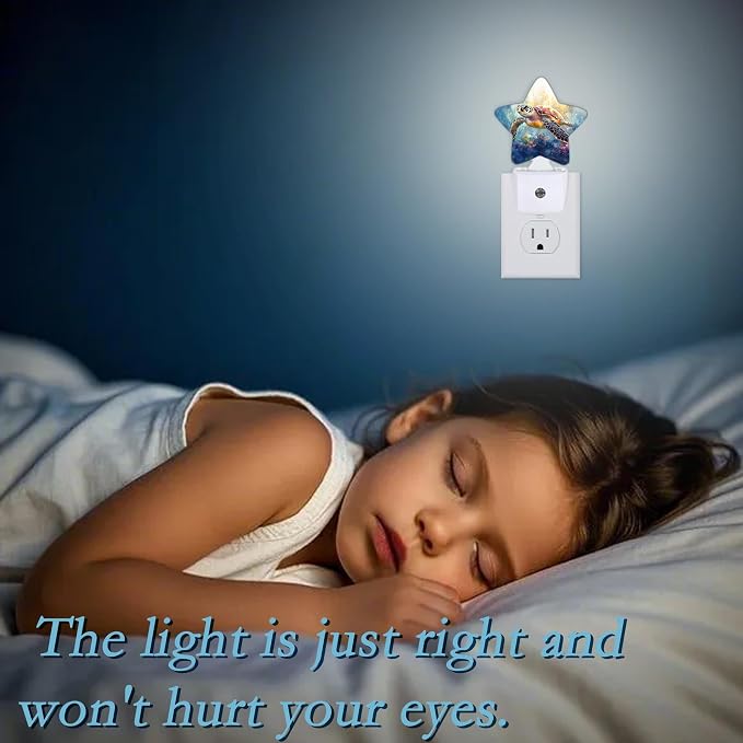 Sea Turtle Watercolor Night Light,Plug-in Wall Led Night Lights Decor for Boys Girls Room,Dusk to Dawn Sensor Wall Lamp for Bedroom/Bathroom/Hallway,0.5w