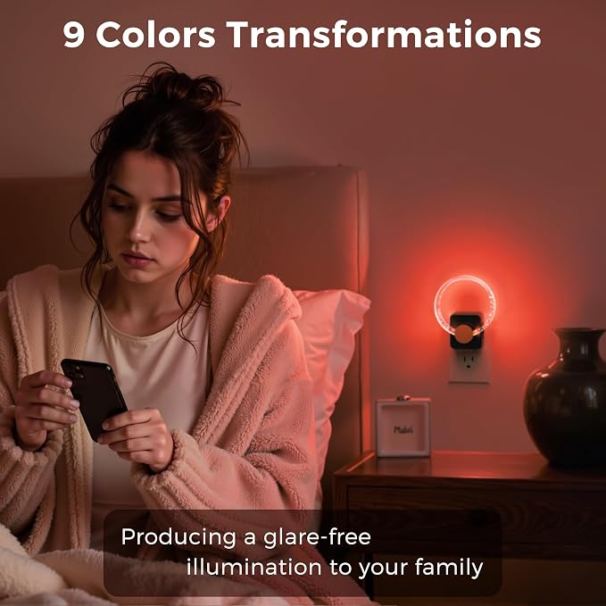 L LOHAS LED Night Lights Plug into Wall, Changing RGB Night Light | Dusk to Dawn Sensor, 180° Rotatable Bubble Nightlight Plug in Wall for Halloween, Christmas, Holiday, Hallway[2 Pack]