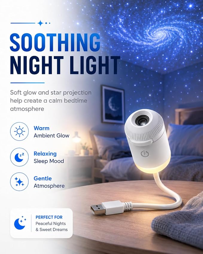 HD Smart Dynamic 5D Holographic Night Light Projector, Starry Sky Galaxy Projection Lamp with 360° Flexible Gooseneck, Touch Control Dimmable Star Projector for Bedroom (12 Projection Films)