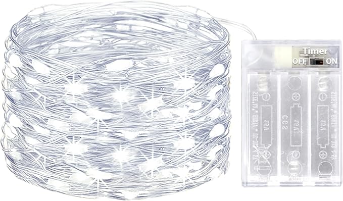 kolpop Fairy Lights Battery Operated with Timer, 16FT 50LED Mini String Light Battery Powered, Cool White Tiny Christmas Lights for Indoor Wedding Decorations