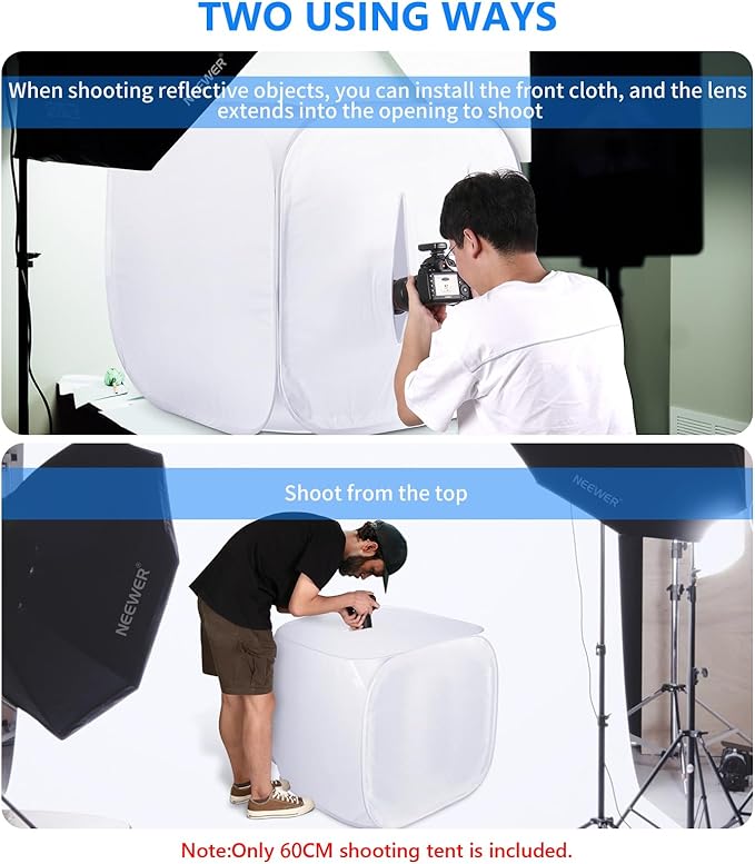 Neewer® 24x24 inch/60x60 cm Photo Studio Shooting Tent Light Cube Diffusion Soft Box Kit with 4 Colors Backdrops (Red Dark Blue Black White) for Photography