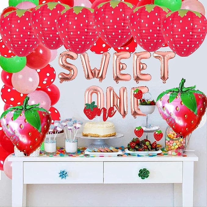 6PCS Strawberry Paper Lanterns, Strawberry Hanging Paper Lantern Decorations Strawberry Decoration Hanging for Room Birthday Party Wedding Garden Decor - 8 Inch, Red