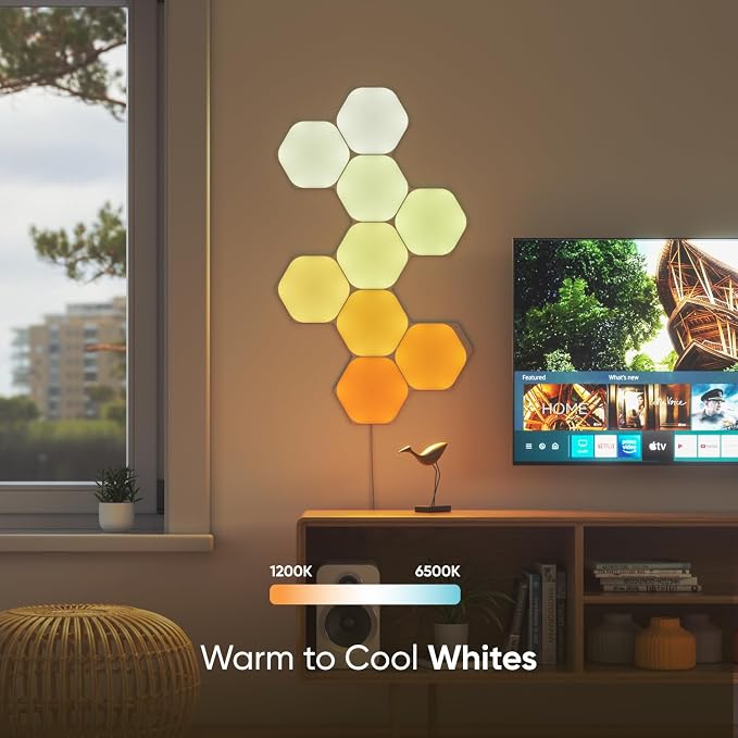 Nanoleaf Shapes Hexagon Lights, Smart RGBW LED Wall Light Panels, 7PK | Compatible with Alexa Google Assistant, Home Wall Decor for Living Room with Music Sync, Smarter Kit