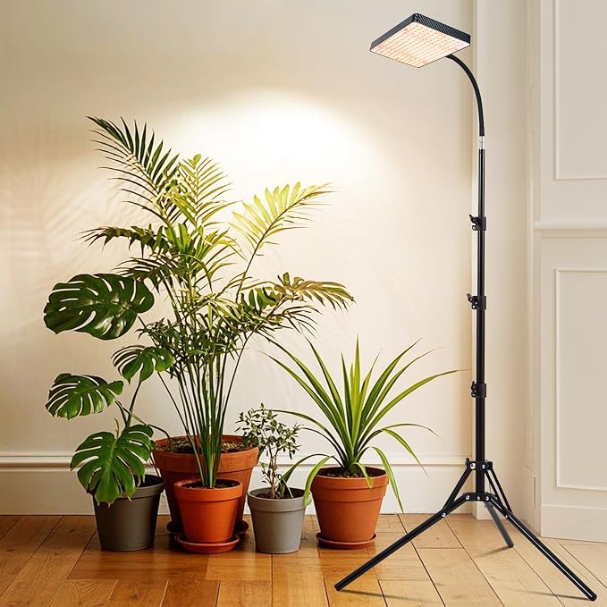25 Watt Grow Light with Stand, Enough Bright, NO Need Adapter, 4/8/12/16/20H 5-Mode Timer, Natural Sunlight Full Spectrum Plant Growing Lamps for Tall Houseplants & Bonsai Tree