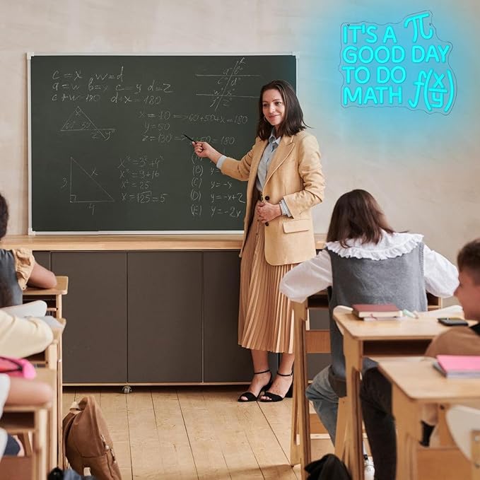 It's A Good Day To Do Math Neon Sign for Classroom Function Math Neon Light Blue Letter Led Neon Signs Classroom Led Neon Lights for Study Room Library Decoration