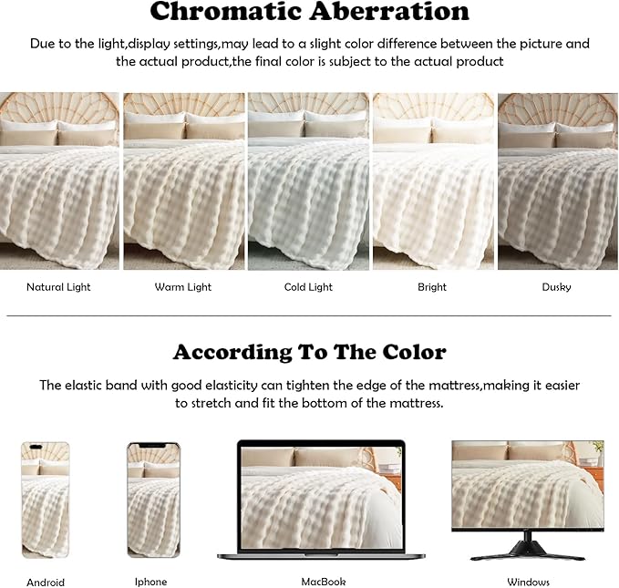 NEWCOSPLAY Throw Blanket for Couch Ivory Super Soft Flannel Fleece 3D Bubble Lightweight Bed Blanket All Season Use (Ivory, Throw(50"x60"))