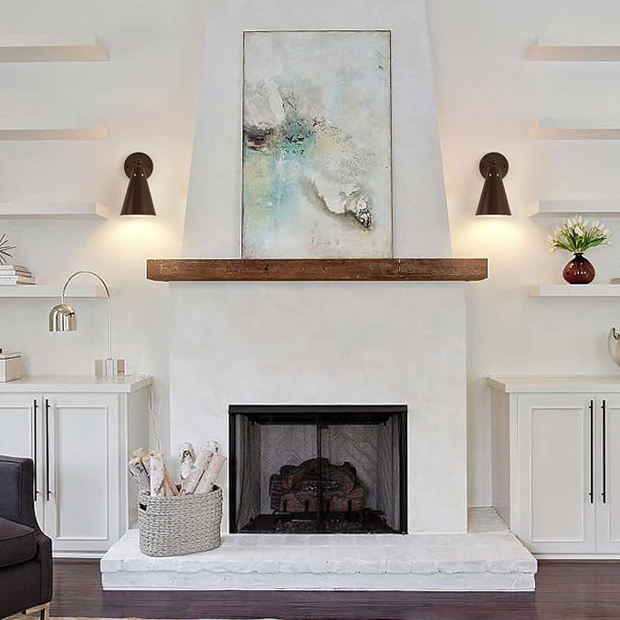 Oil Rubbed Bronze Farmhouse Wall Sconces Set of Two, Rustic Adjustable Interior Sconce Light Fixture Hardwired with Metal Shade,Indoor Industrial Lamp for Hallway,Bedroom,Living Room