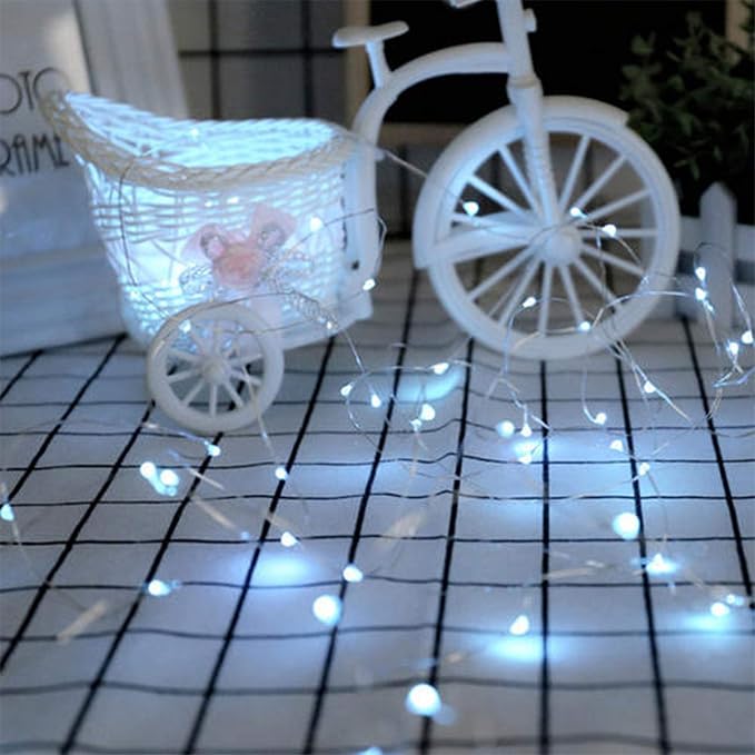 YJFWAL 24 Packs Fairy Lights Battery Operated, LED String Lights 10.2FT 30LEDs Waterproof Copper Wire Firefly Light, Mini Starry Moon Lights for DIY Crafts Wedding Party Christmas Decor (Cool White)