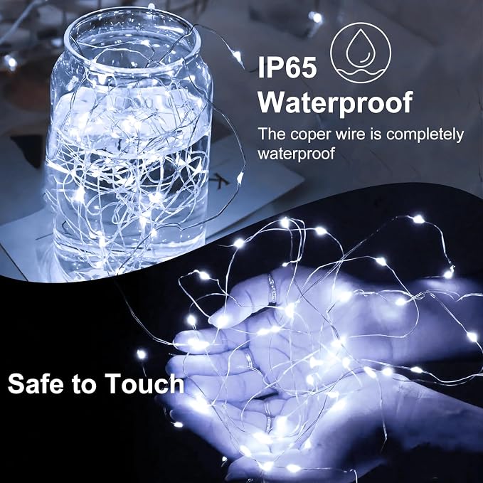 12 Pack Fairy Lights Battery Operated, 7ft 20 LED 3 Modes Speed Twinkle Mini String Lights Waterproof Silver Wire Firefly Starry Lights for Mason Jars Wedding Party Christmas Decorations