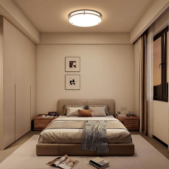 LED Ceiling Light with Remote 12 Inch Flush Mount Ceiling Light Fixture, 18W 3000K-6000K Adjustable Color Temperature, Dimmable Lighting Fixtures for Kitchen Bedroom Hardwired Installation