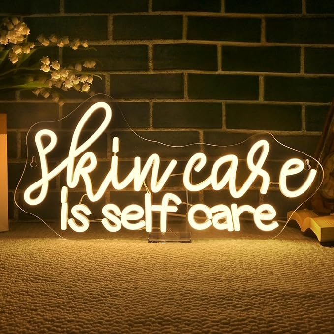 WLHOPE Skin Care is Self Care Neon Signs for Wall Decor LED Lights Decorations for Beauty Salon Facial Spa Bathroom, Get Your Business Seen Day or Night