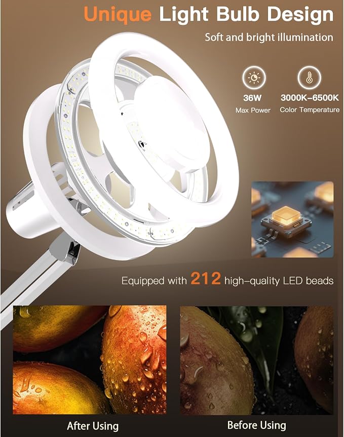 36W Floor Lamp with Flexible Arm, 3 Colors Ring Light with Heavy-Duty Base & Remote, Standing Lamp for Living Room/Workspace/Tattoo/Live Streaming/TikTok/YouTube/Photography