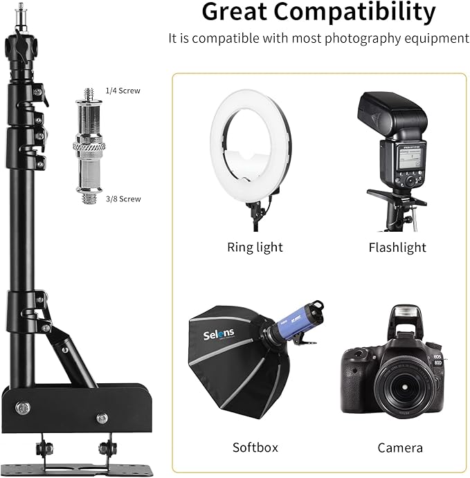 Meking Ring Light Wall Mount Boom Arm 39.37inch/100cm, for Strobe Light, Photography, Softbox, Reflector, Support 180 Degree Rotation