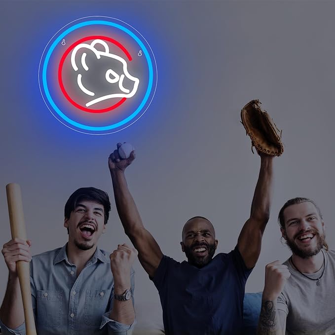 Baseball Neon Sign for Wall Decor Baseball LED Light Up Sign Sports Signs Baseball Decor for Bedroom Boys Room Neon Signs for Man Cave Baseball Gifts for Fans Men Teens Size13.4 * 13.4in（FMXD137）