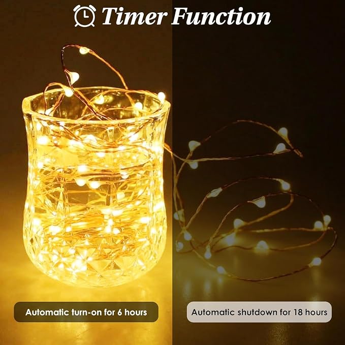 8 Pack Fairy Lights Battery Operated Twinkle Lights Remote Warm White | Total 160FT 480LED String Light, Timer & 8 Modes, Memory, Dimmable, Waterproof Battery Lights Indoor Outdoor Christmas Decor